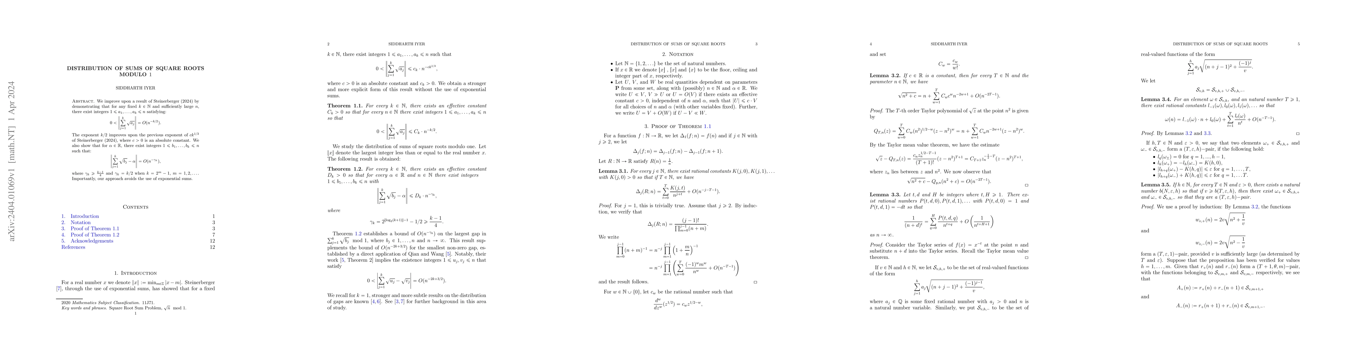Thumbnail for Distribution of sums of square roots modulo $1$