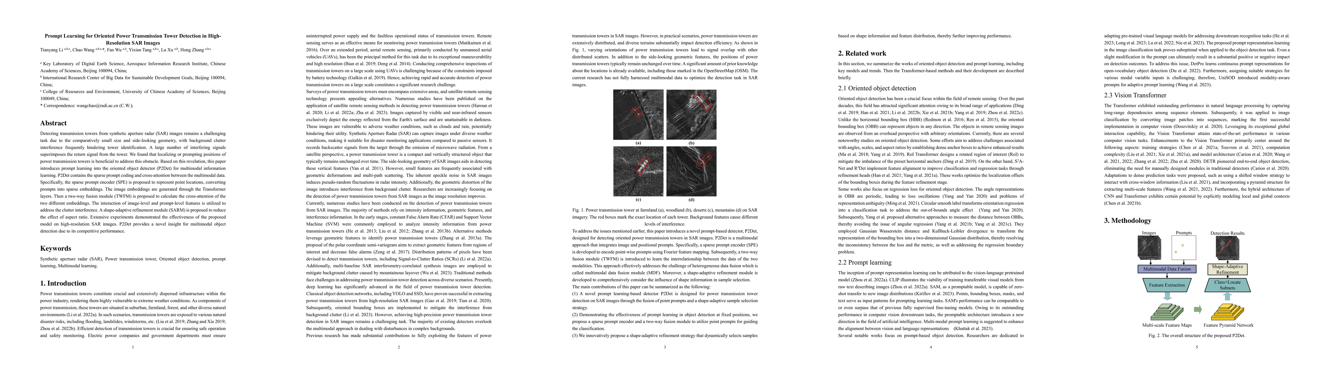 Thumbnail for Prompt Learning for Oriented Power Transmission Tower Detection in
  High-Resolution SAR Images