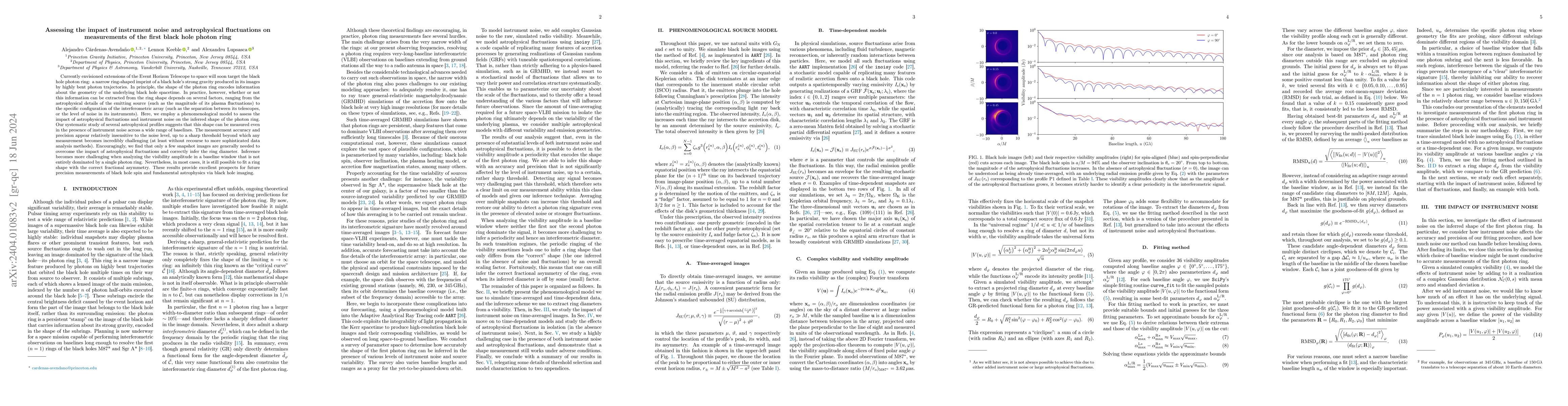 Thumbnail for Assessing the impact of instrument noise and astrophysical fluctuations
  on measurements of the first black hole photon ring