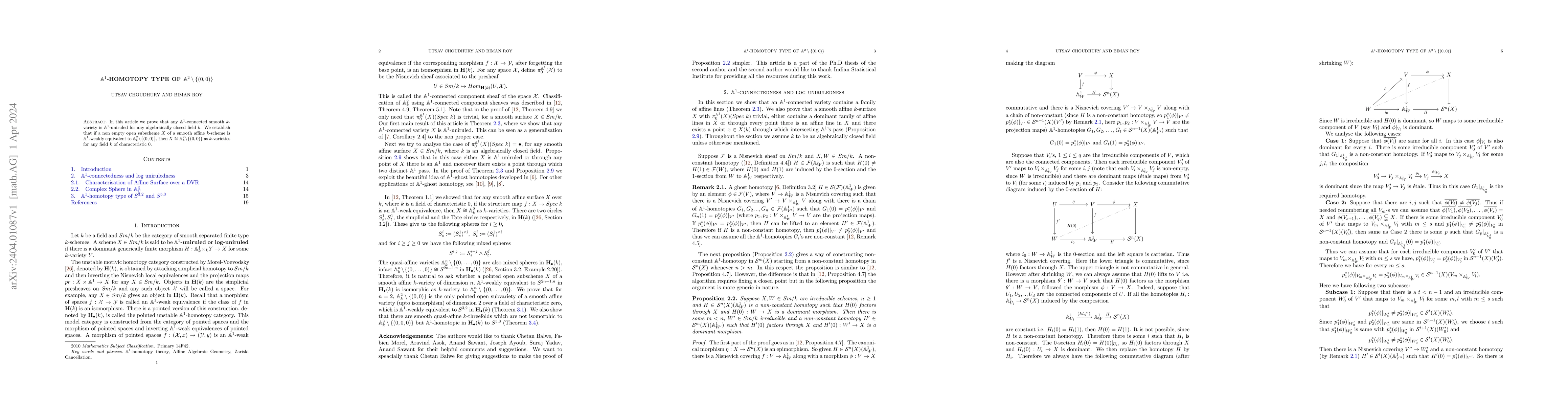 Thumbnail for $\mathbb{A}^1$-homotopy type of $\mathbb{A}^2 \setminus \left\{(0,0)
  \right\}$
