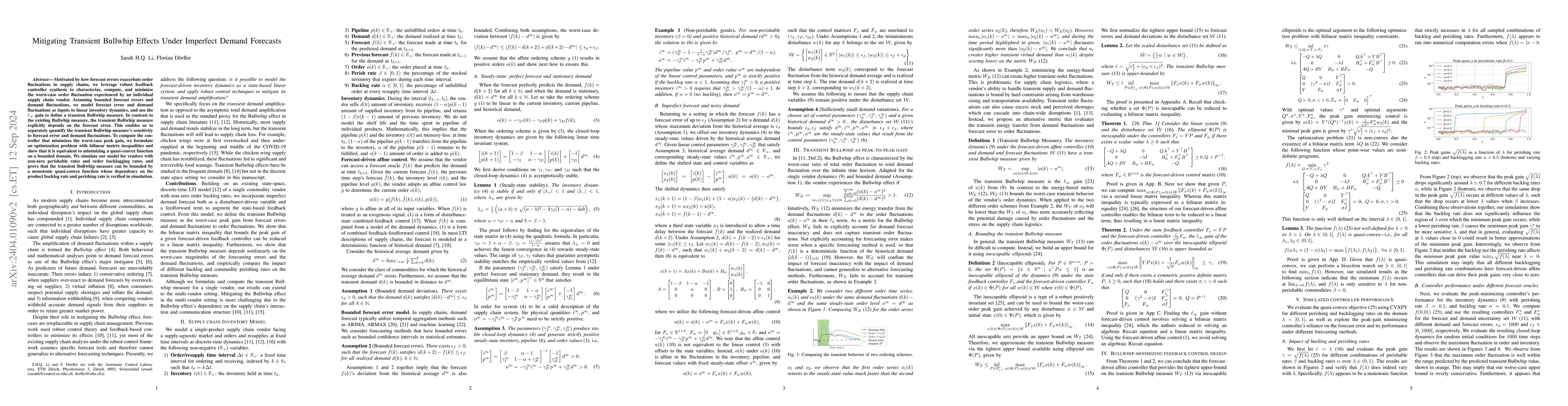 Thumbnail for Mitigating Transient Bullwhip Effects Under Imperfect Demand Forecasts