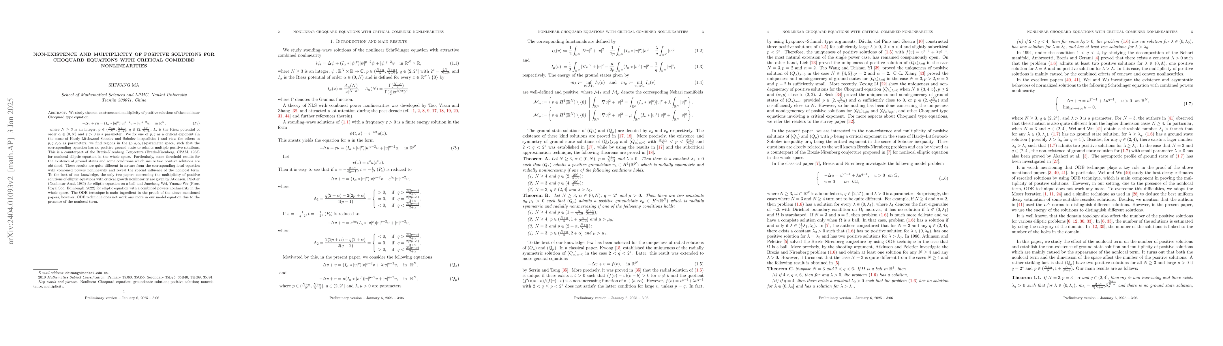 Thumbnail for Non-existence and multiplicity of positive solutions for Choquard
  equations with critical combined nonlinearities