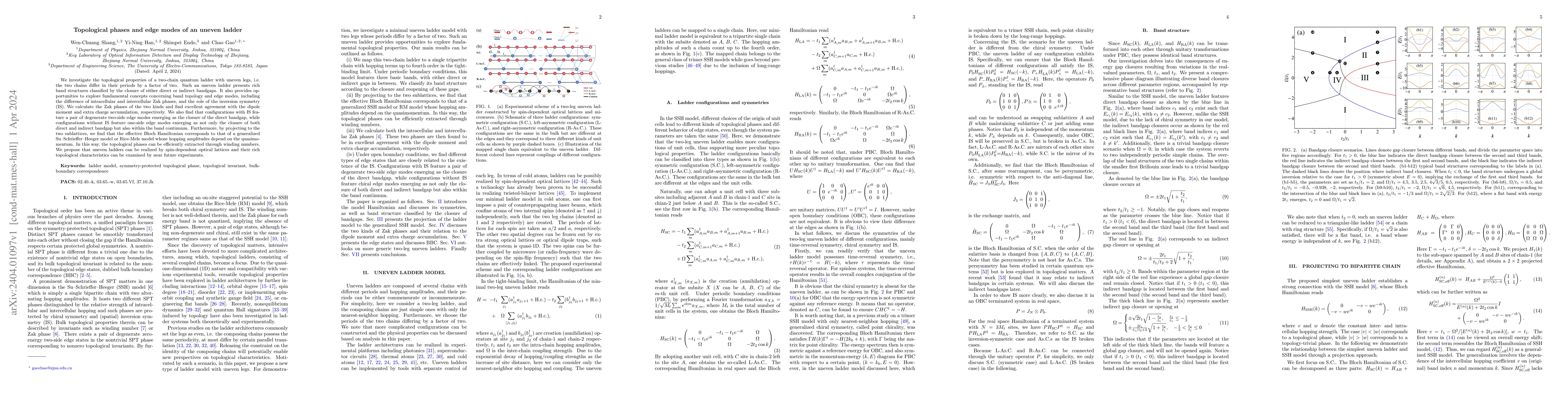 Thumbnail for Topological phases and edge modes of an uneven ladder