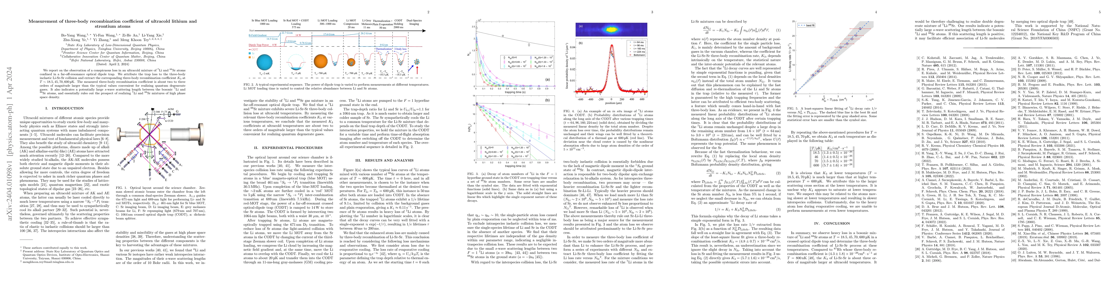 Thumbnail for Measurement of three-body recombination coefficient of ultracold lithium
  and strontium atoms