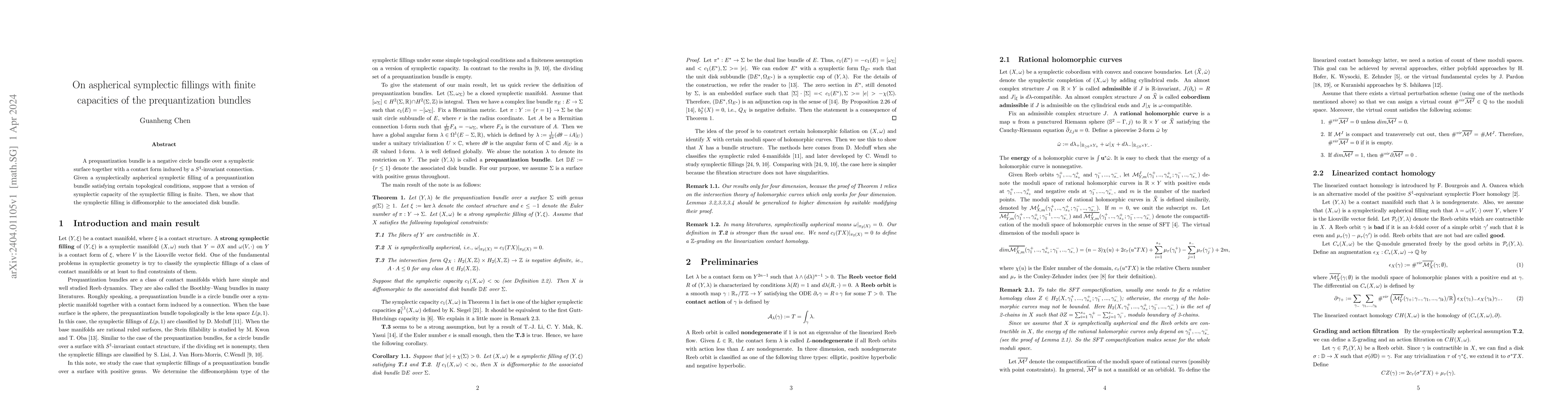 Thumbnail for On aspherical symplectic fillings with finite capacities of the
  prequantization bundles
