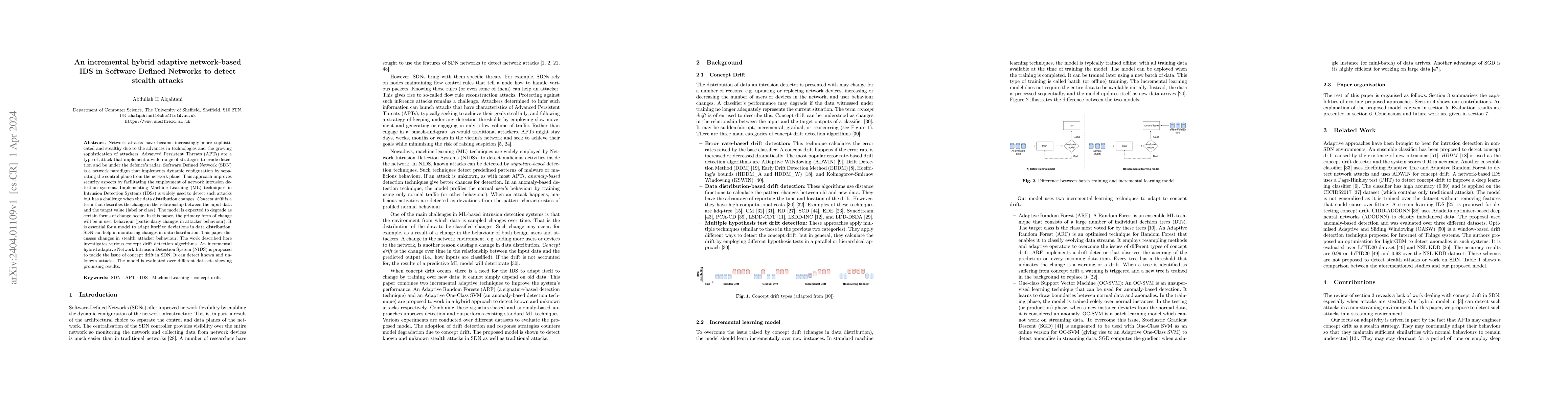 Thumbnail for An incremental hybrid adaptive network-based IDS in Software Defined
  Networks to detect stealth attacks