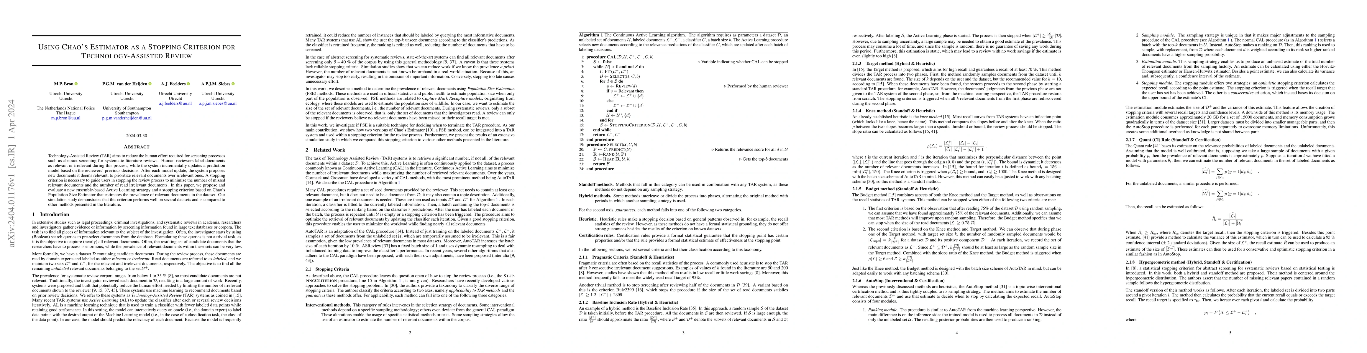Thumbnail for Using Chao's Estimator as a Stopping Criterion for Technology-Assisted
  Review
