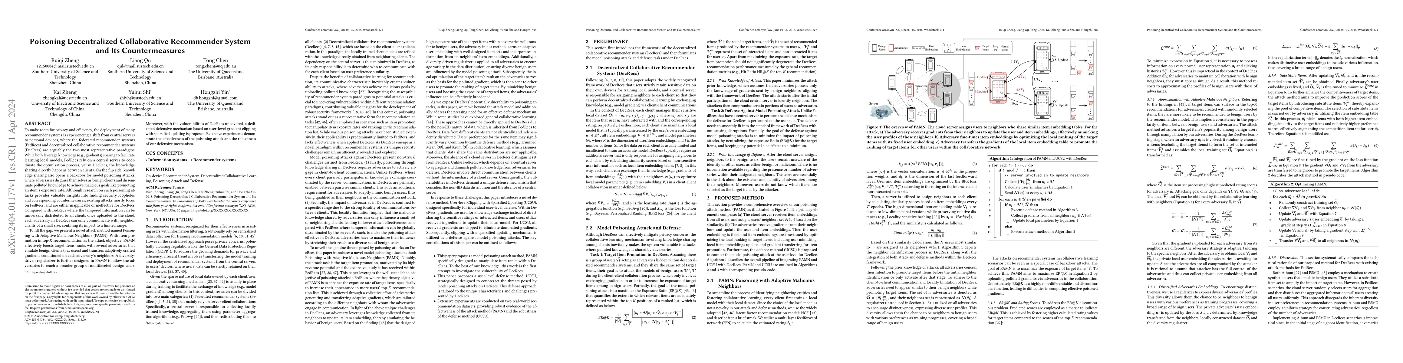 Thumbnail for Poisoning Decentralized Collaborative Recommender System and Its
  Countermeasures