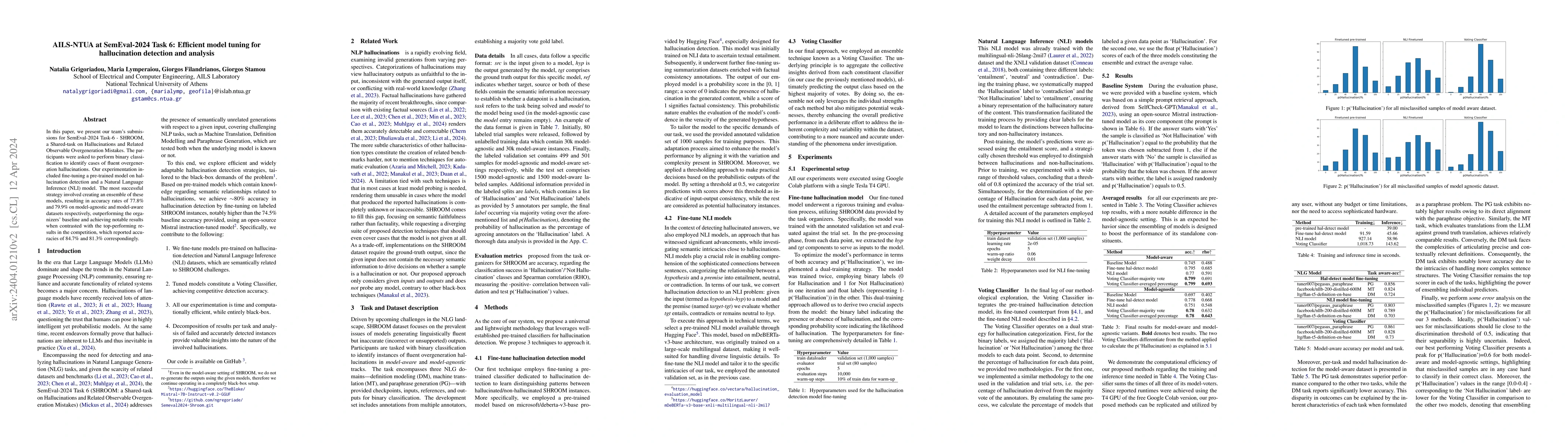 Thumbnail for AILS-NTUA at SemEval-2024 Task 6: Efficient model tuning for
  hallucination detection and analysis