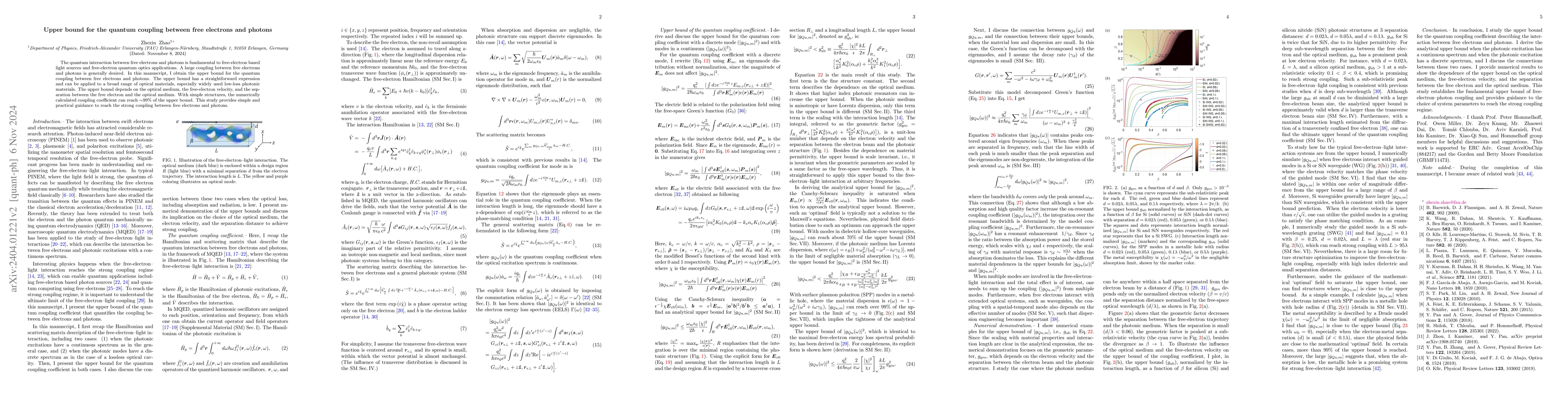 Thumbnail for Upper bound for the quantum coupling between free electrons and photons