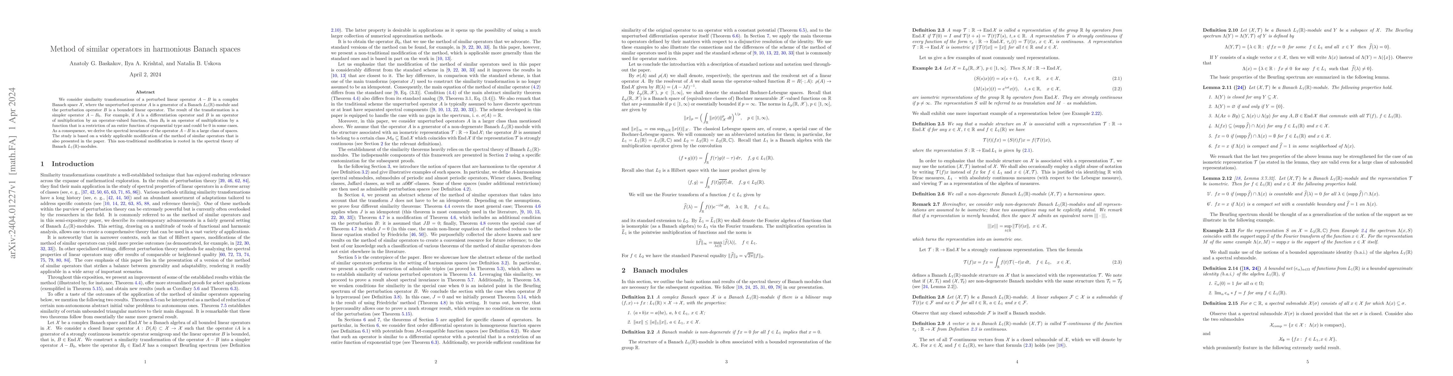 Thumbnail for Method of similar operators in harmonious Banach spaces