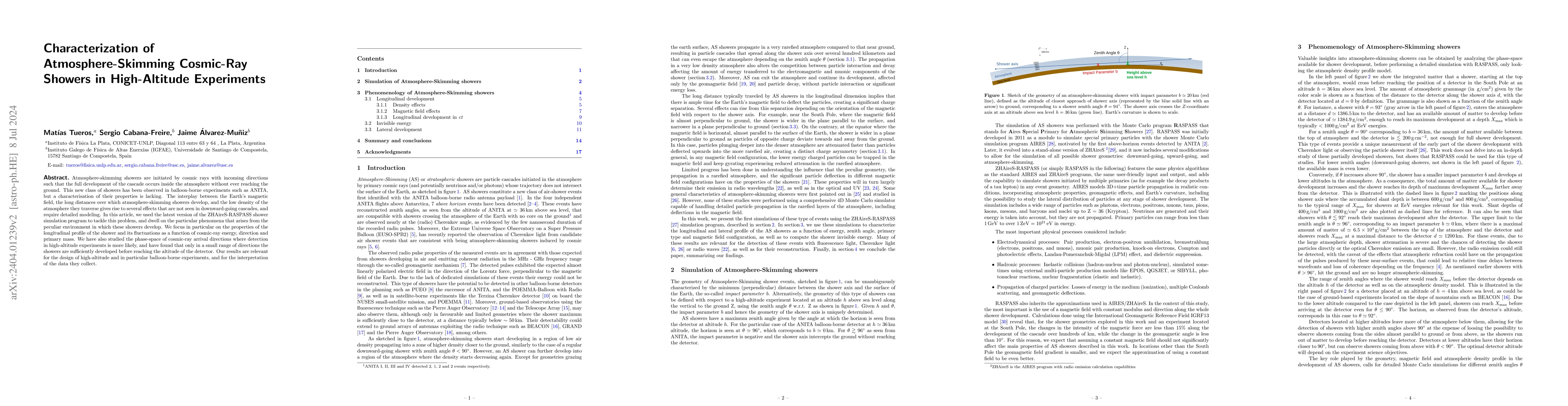 Thumbnail for Characterization of Atmosphere-Skimming Cosmic-Ray Showers in
  High-Altitude Experiments