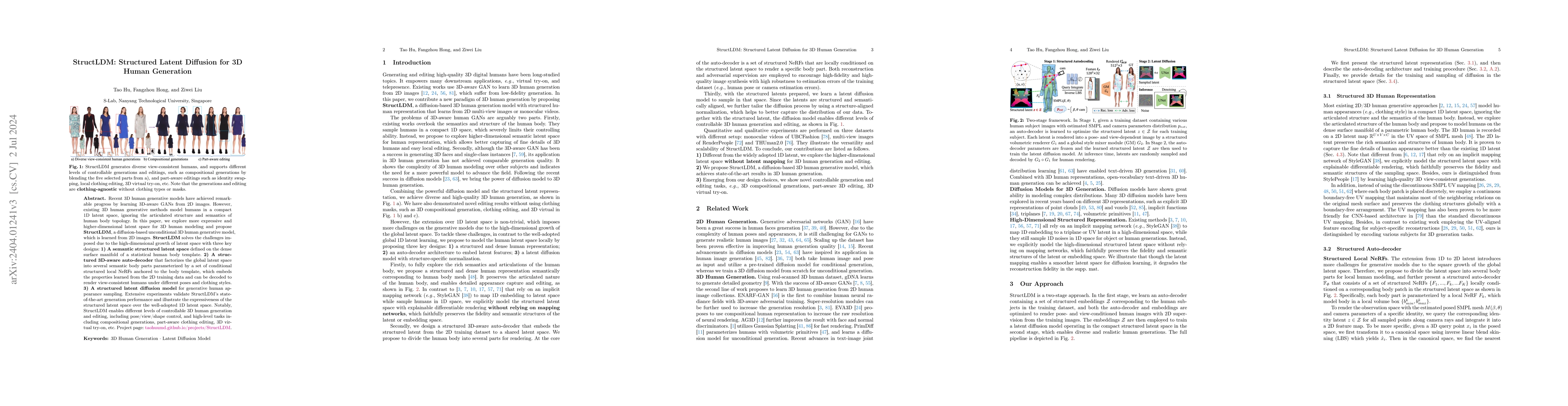 Thumbnail for StructLDM: Structured Latent Diffusion for 3D Human Generation