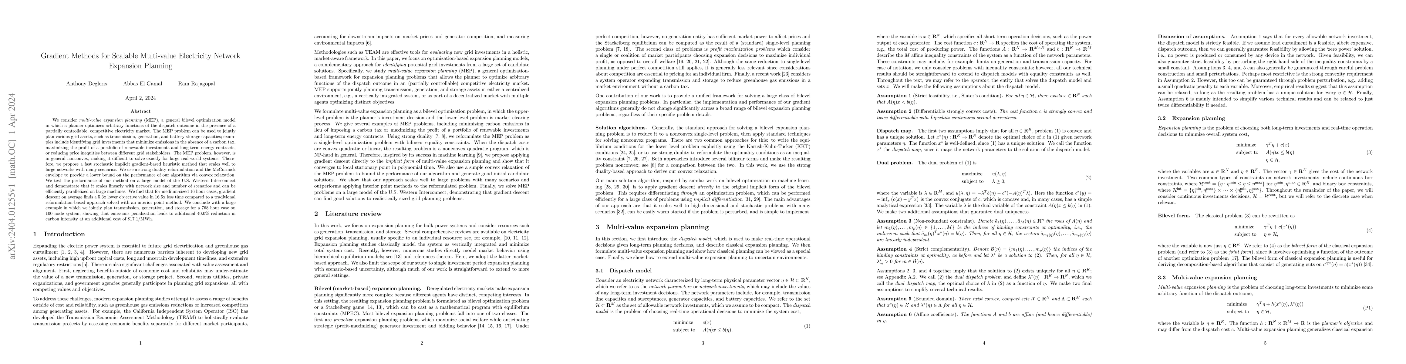 Thumbnail for Gradient Methods for Scalable Multi-value Electricity Network Expansion
  Planning