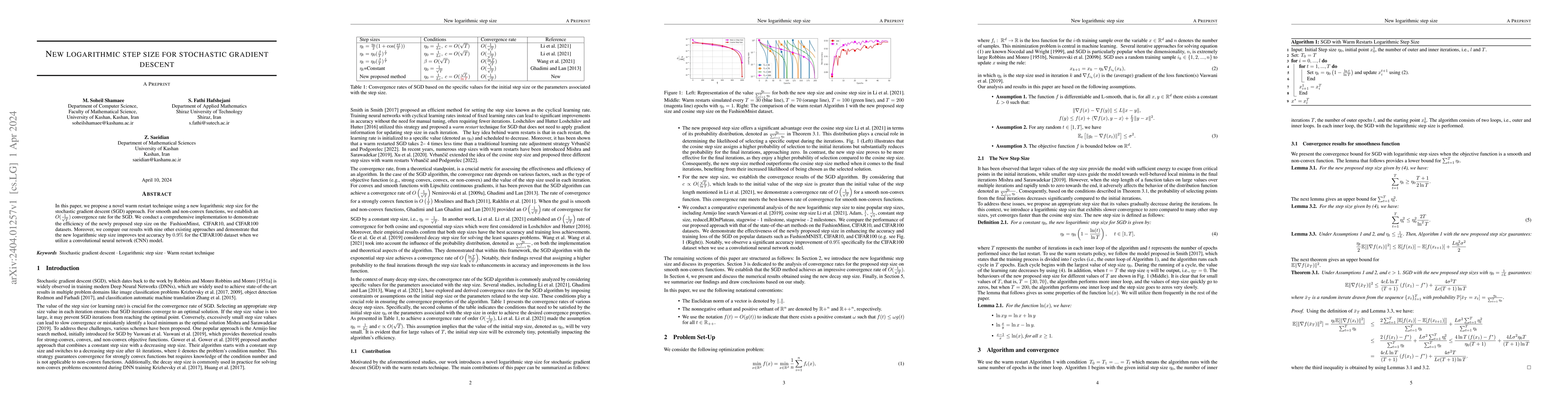 Thumbnail for New logarithmic step size for stochastic gradient descent