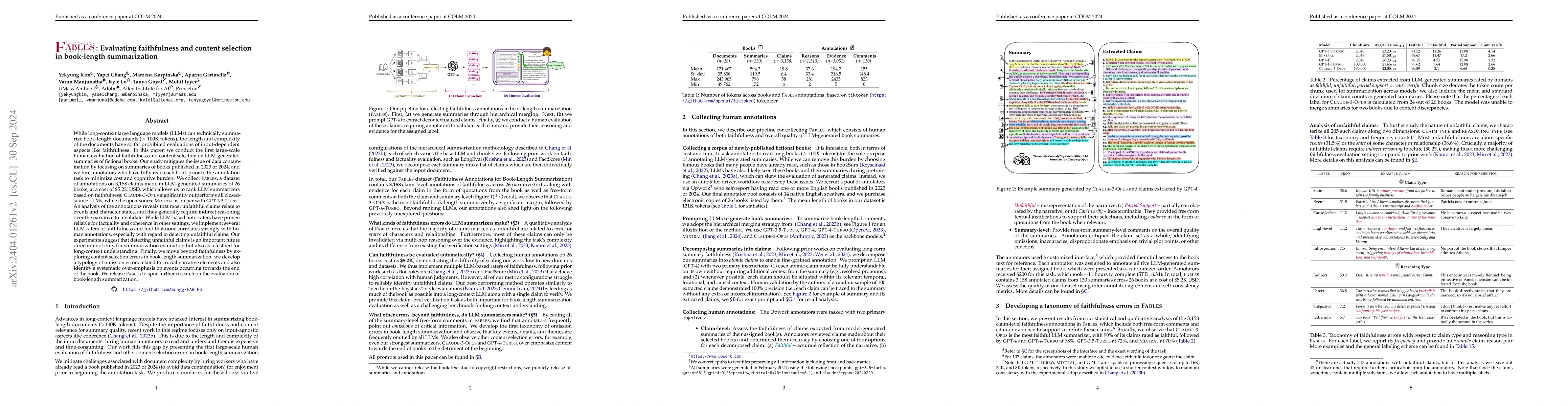 Thumbnail for FABLES: Evaluating faithfulness and content selection in book-length
  summarization