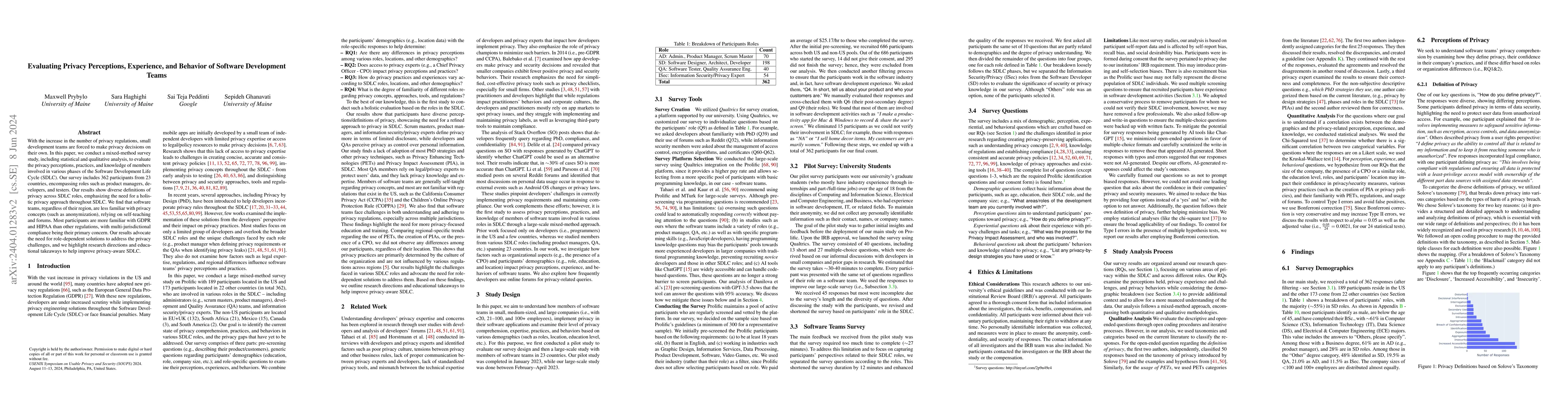 Thumbnail for Evaluating Privacy Perceptions, Experience, and Behavior of Software
  Development Teams