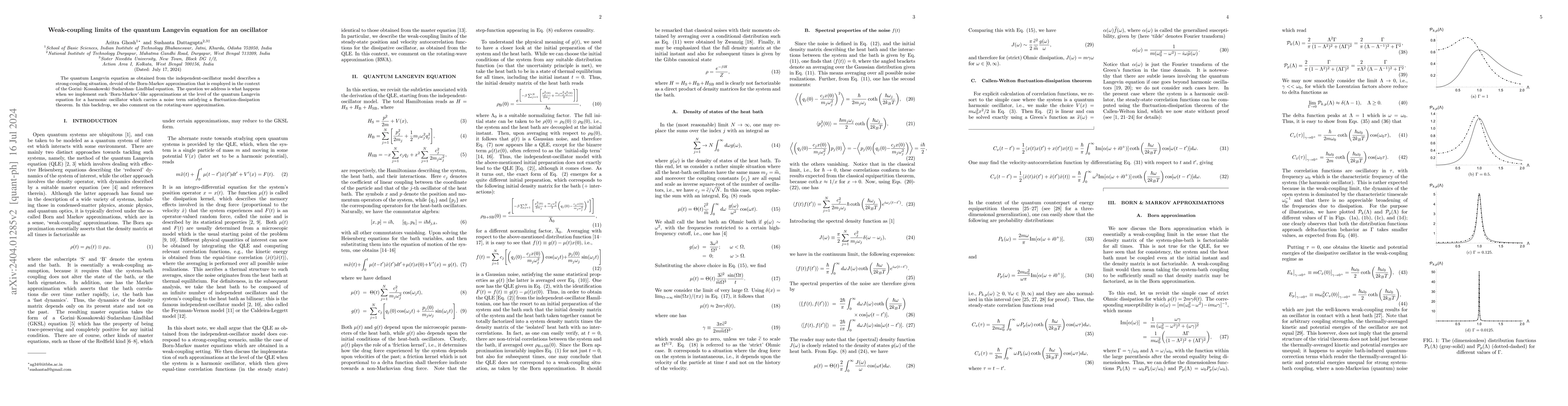 Thumbnail for Weak-coupling limits of the quantum Langevin equation for an oscillator