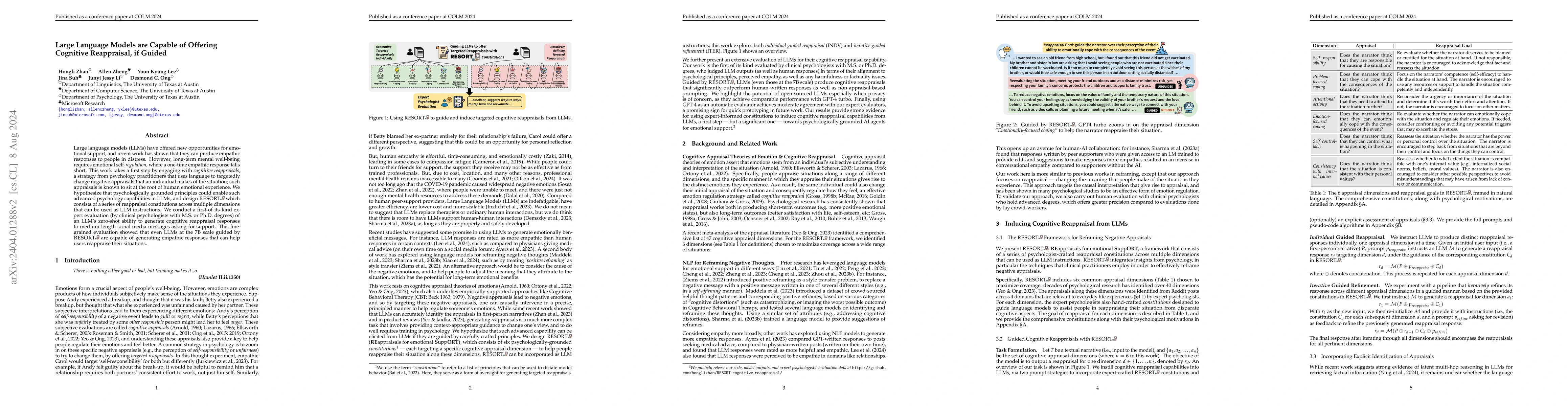 Thumbnail for Large Language Models are Capable of Offering Cognitive Reappraisal, if
  Guided