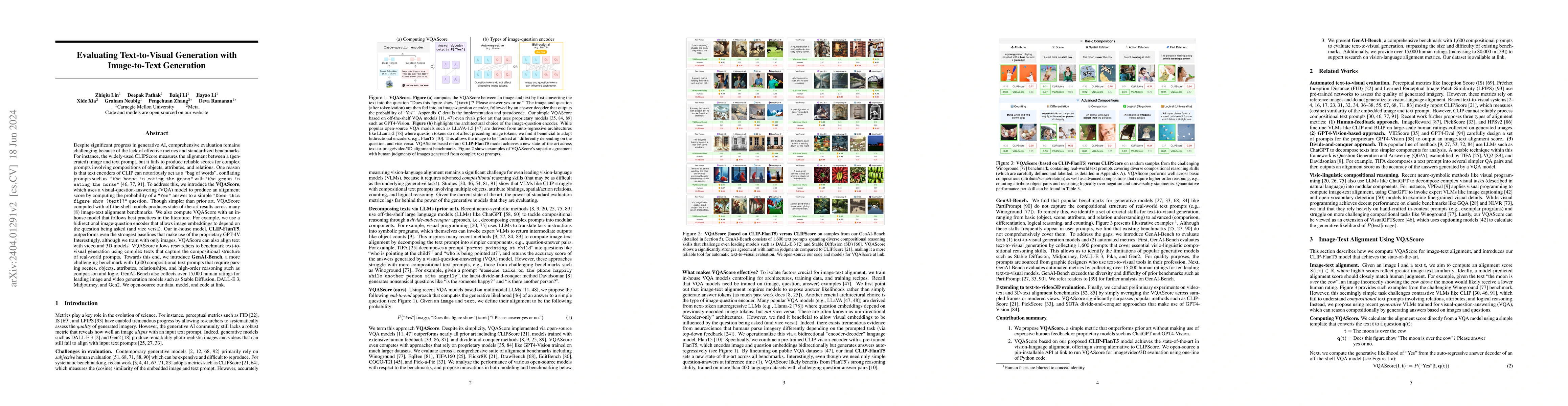 Thumbnail for Evaluating Text-to-Visual Generation with Image-to-Text Generation
