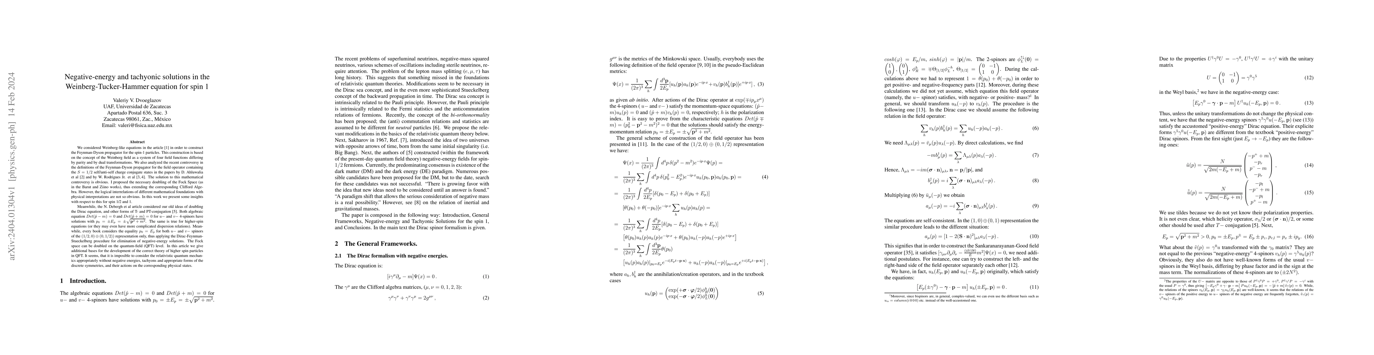 Thumbnail for Negative-energy and tachyonic solutions in the Weinberg-Tucker-Hammer
  equation for spin 1