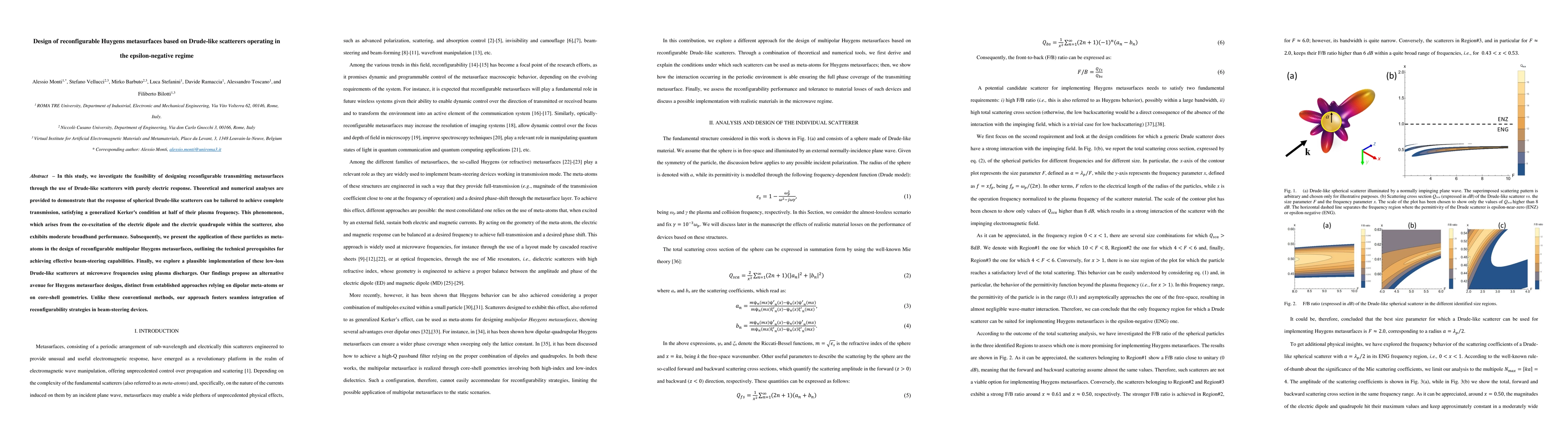 Thumbnail for Design of reconfigurable Huygens metasurfaces based on Drude-like
  scatterers operating in the epsilon-negative regime