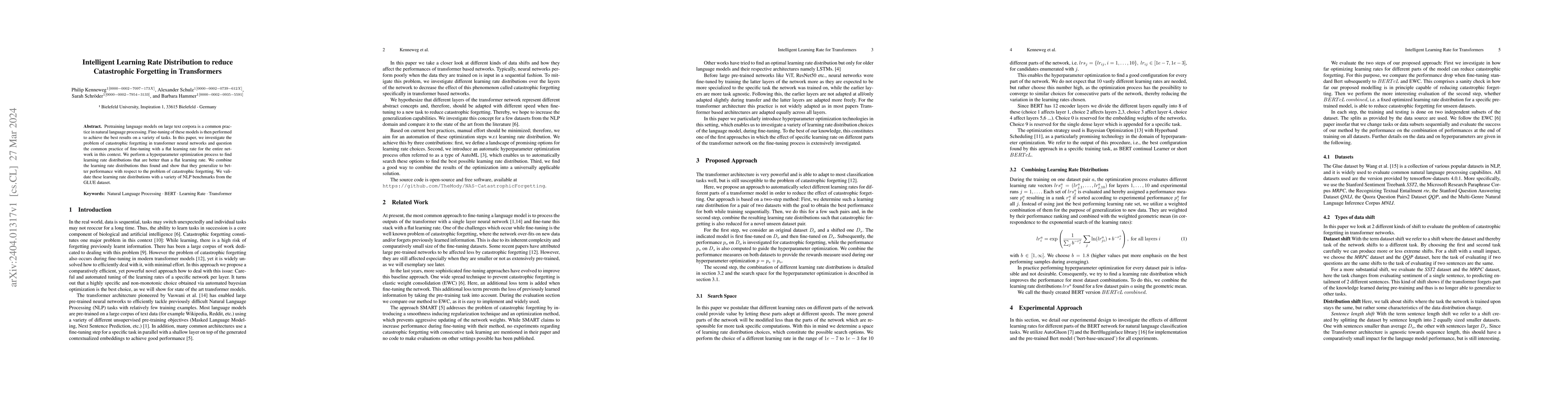 Thumbnail for Intelligent Learning Rate Distribution to reduce Catastrophic Forgetting
  in Transformers