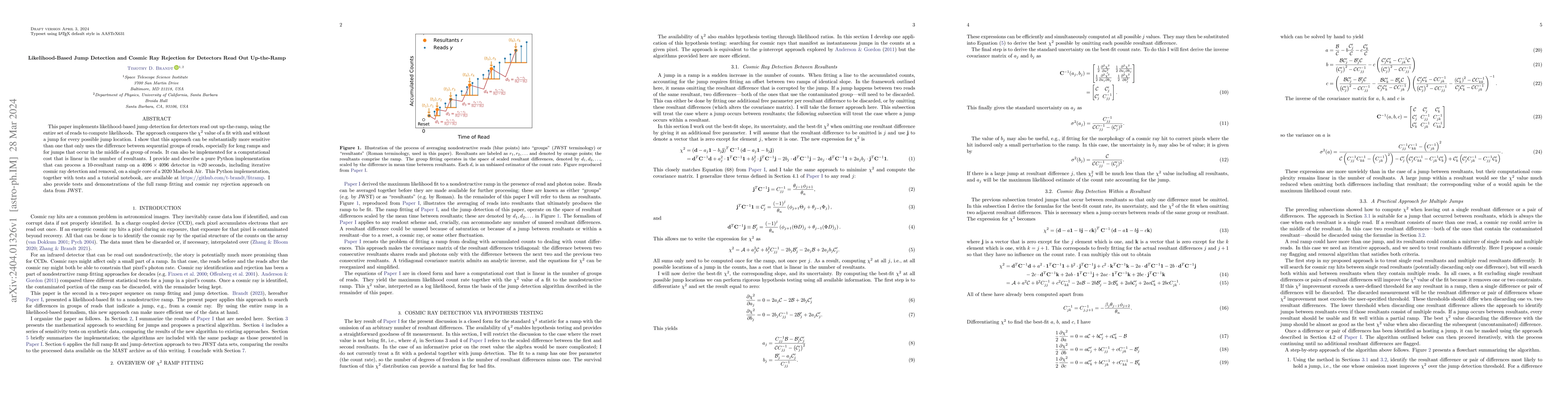 Thumbnail for Likelihood-Based Jump Detection and Cosmic Ray Rejection for Detectors
  Read Out Up-the-Ramp