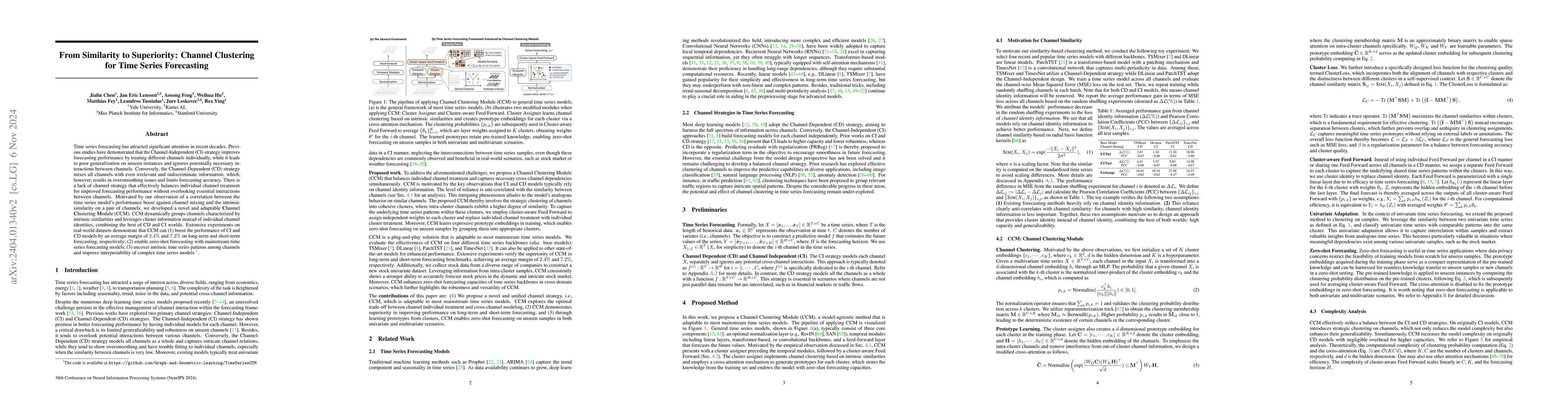 Thumbnail for From Similarity to Superiority: Channel Clustering for Time Series
  Forecasting
