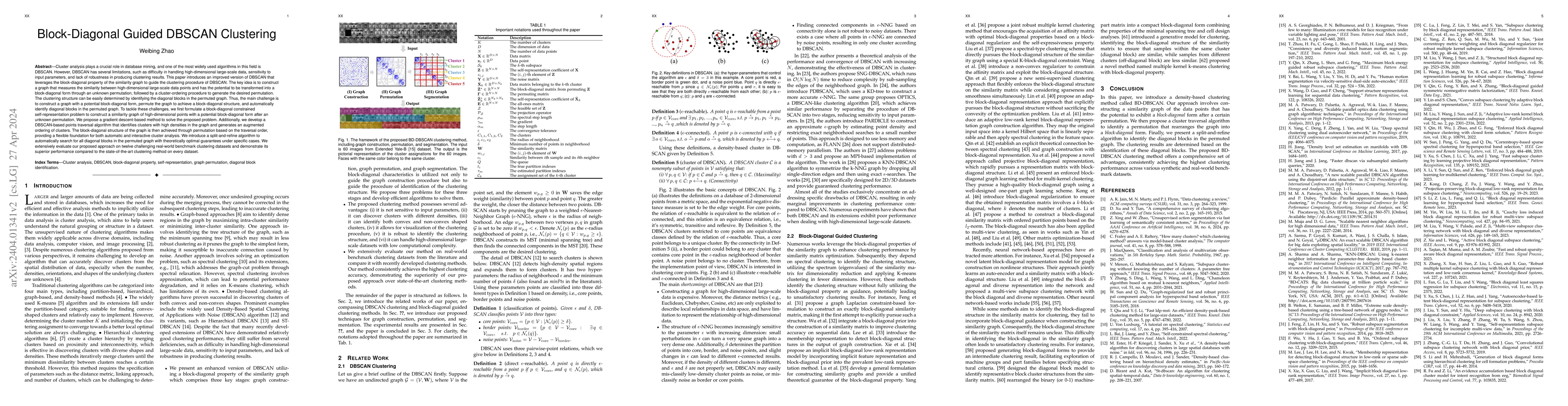 Thumbnail for Block-Diagonal Guided DBSCAN Clustering