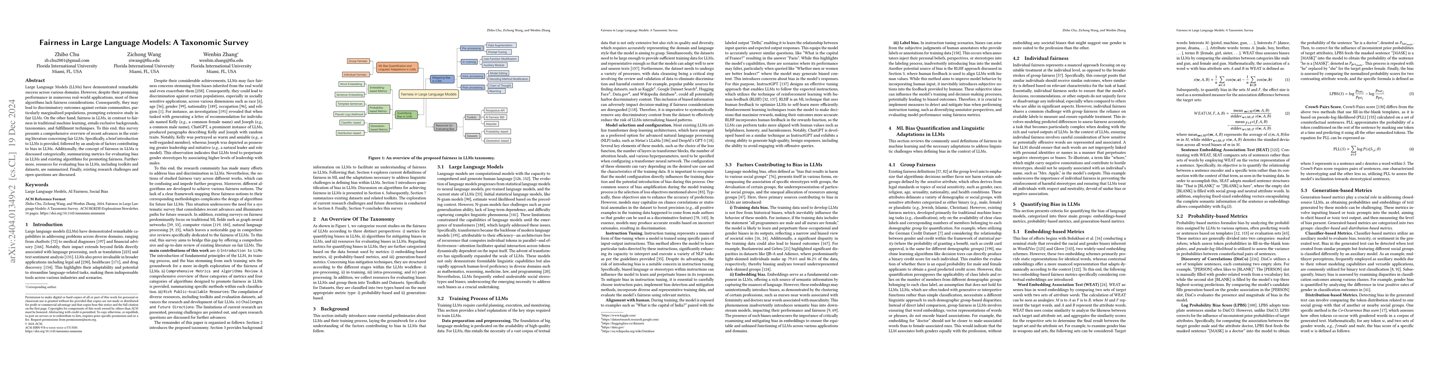 Thumbnail for Fairness in Large Language Models: A Taxonomic Survey