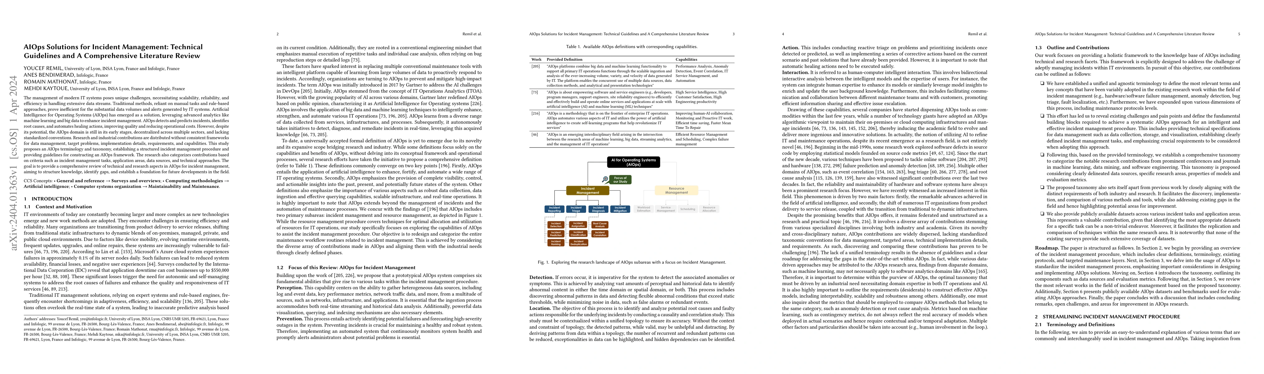 Thumbnail for AIOps Solutions for Incident Management: Technical Guidelines and A
  Comprehensive Literature Review