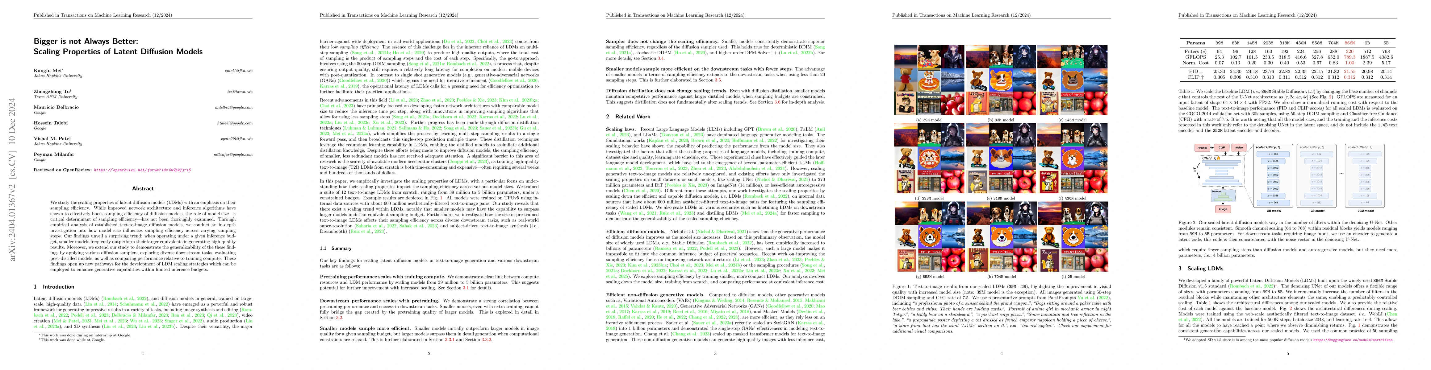 Thumbnail for Bigger is not Always Better: Scaling Properties of Latent Diffusion
  Models