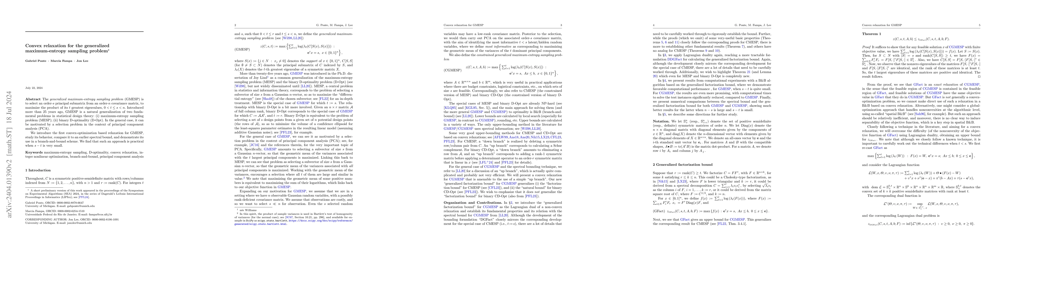 Thumbnail for Convex relaxation for the generalized maximum-entropy sampling problem