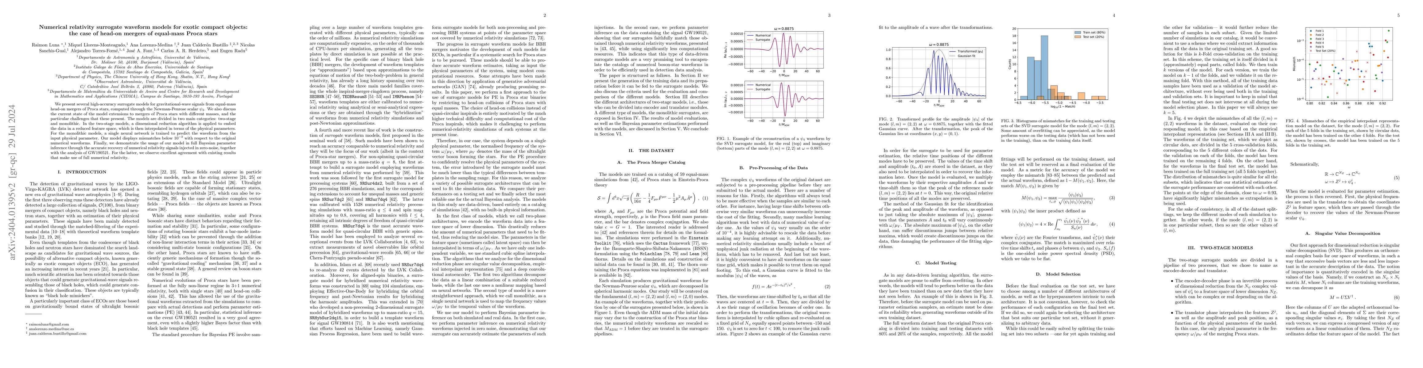 Thumbnail for Numerical relativity surrogate models for exotic compact objects: the
  case of head-on mergers of equal-mass Proca stars