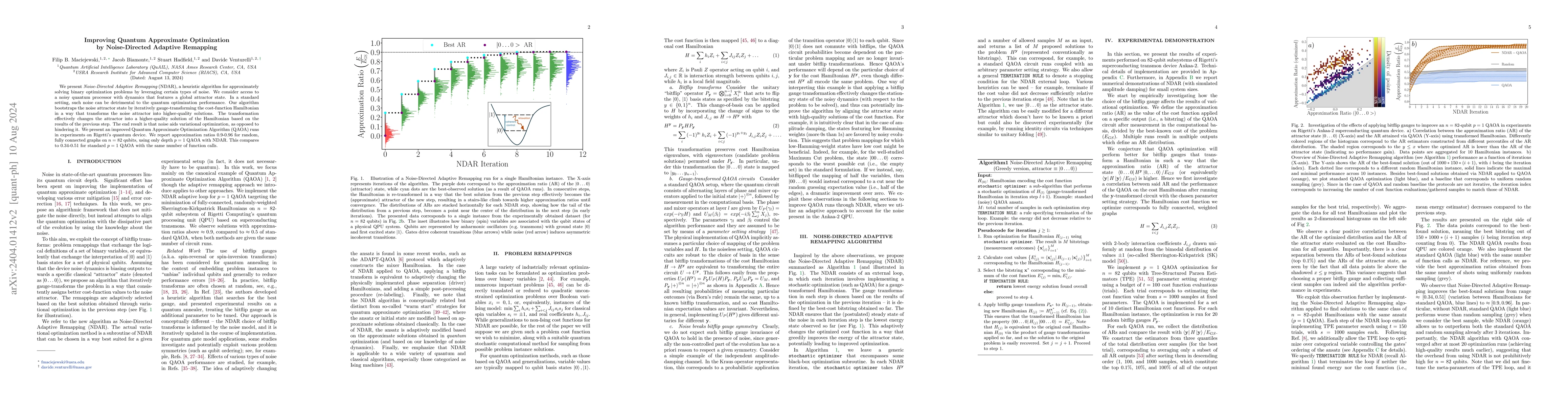 Thumbnail for Improving Quantum Approximate Optimization by Noise-Directed Adaptive
  Remapping