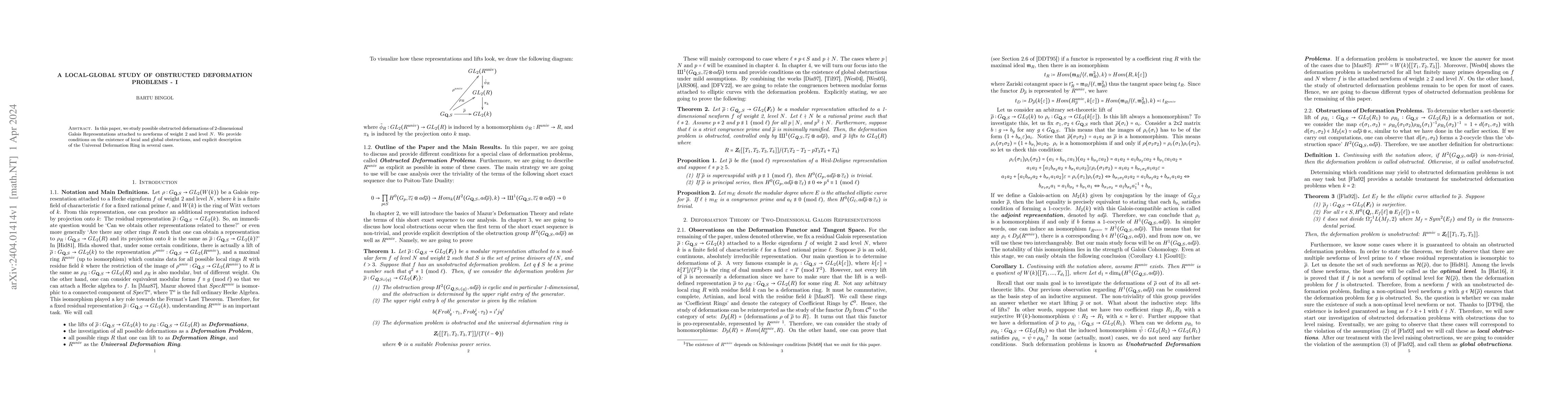 Thumbnail for A Local-Global Study of Obstructed Deformation Problems -- I