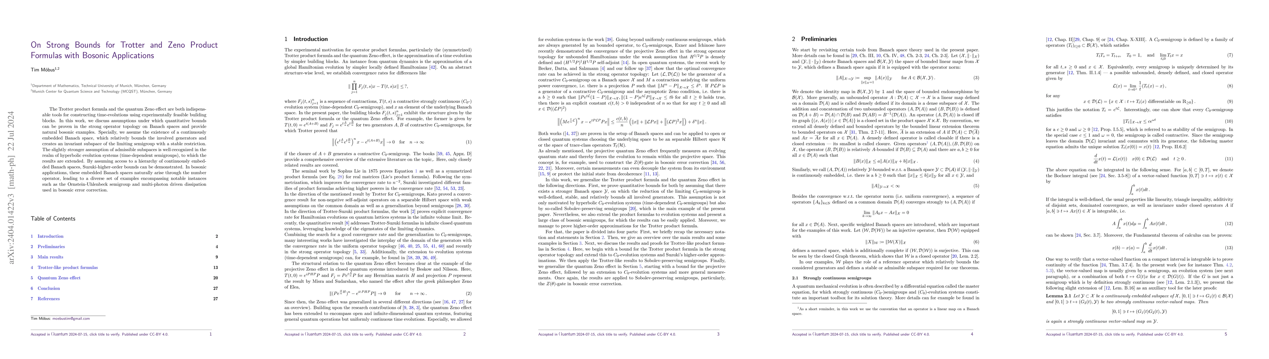 Thumbnail for On Strong Bounds for Trotter and Zeno Product Formulas with Bosonic
  Applications
