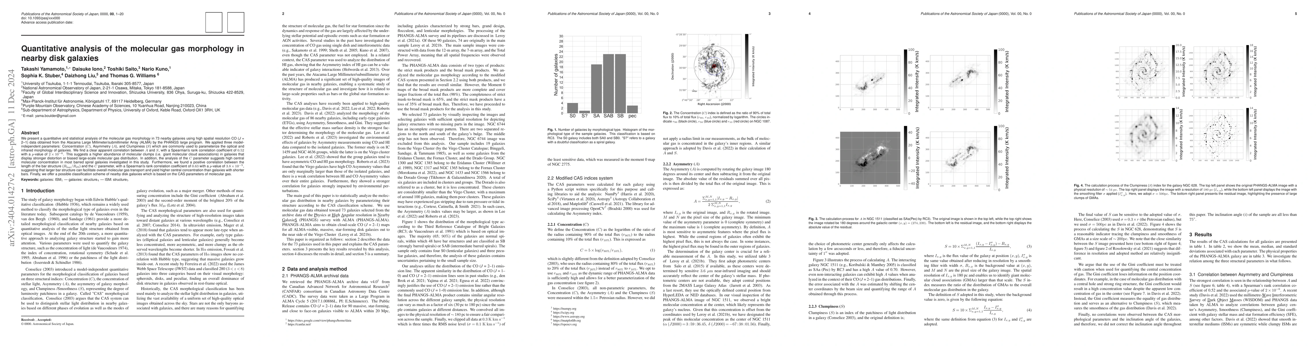 Thumbnail for Quantitative analysis of the molecular gas morphology in nearby disk
  galaxies