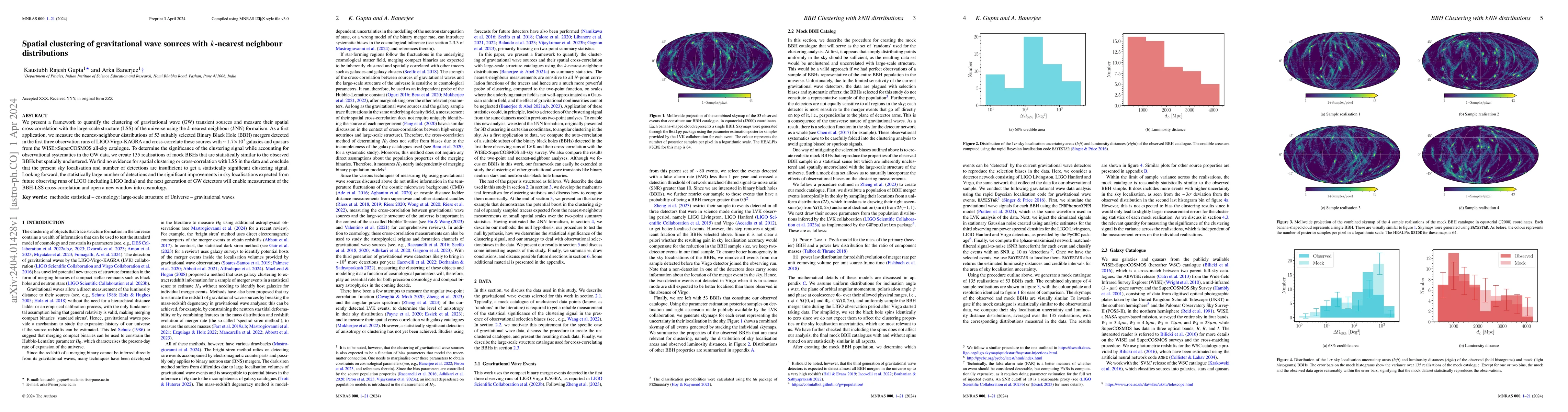 Thumbnail for Spatial clustering of gravitational wave sources with $k$-nearest
  neighbour distributions