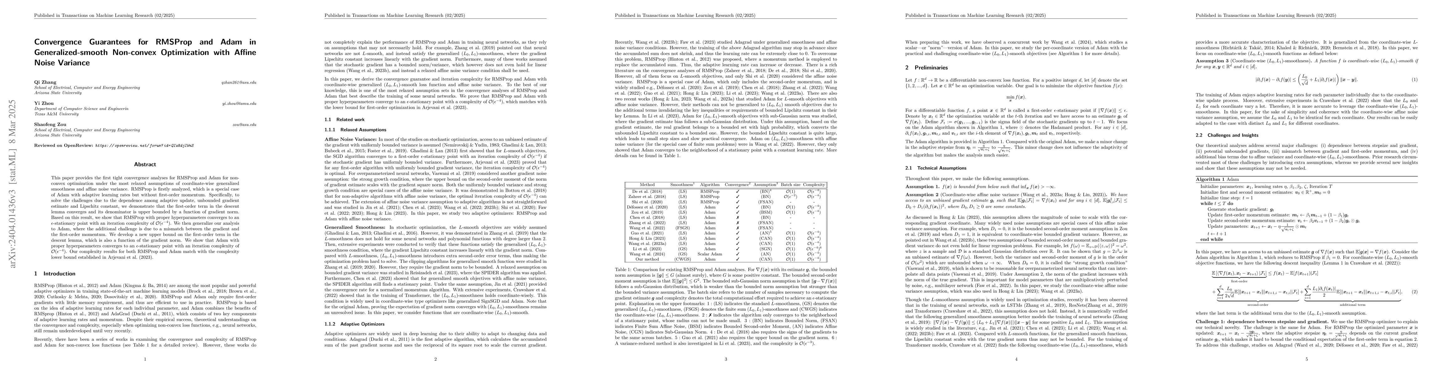 Thumbnail for Convergence Guarantees for RMSProp and Adam in Generalized-smooth
  Non-convex Optimization with Affine Noise Variance