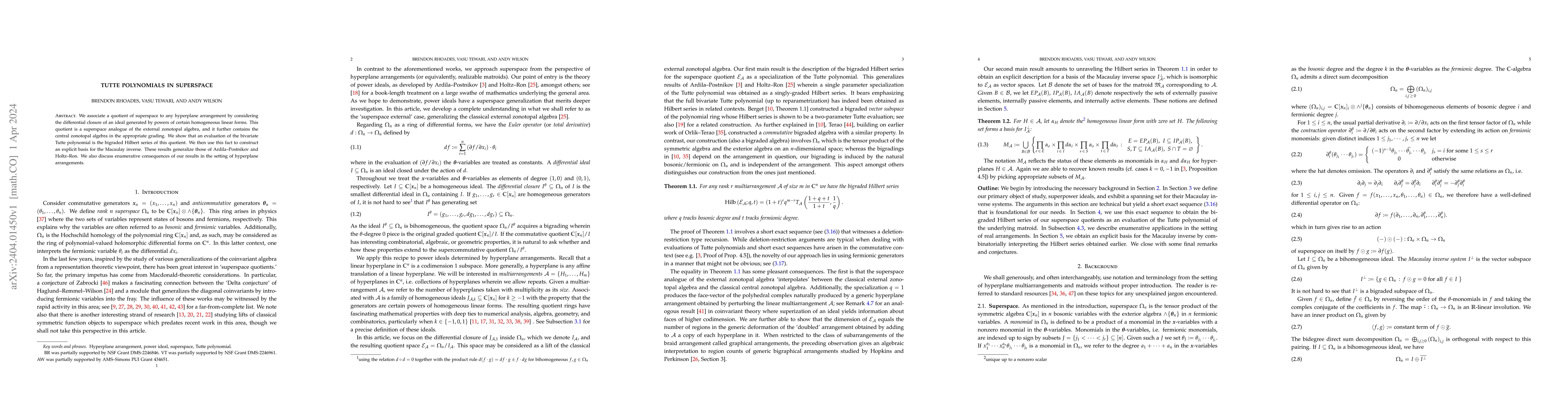 Thumbnail for Tutte polynomials in superspace