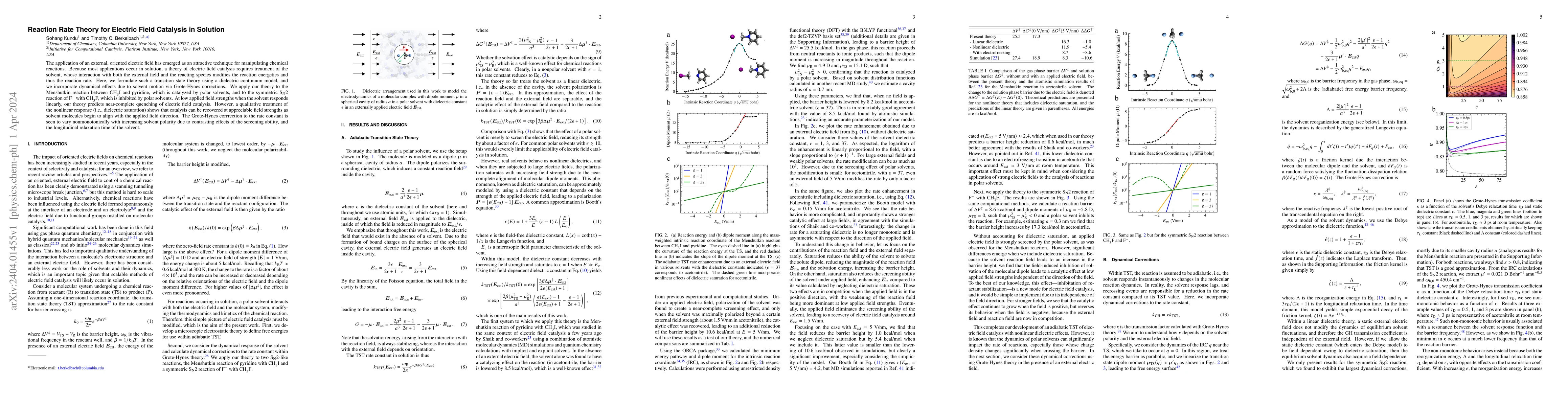 Thumbnail for Reaction Rate Theory for Electric Field Catalysis in Solution