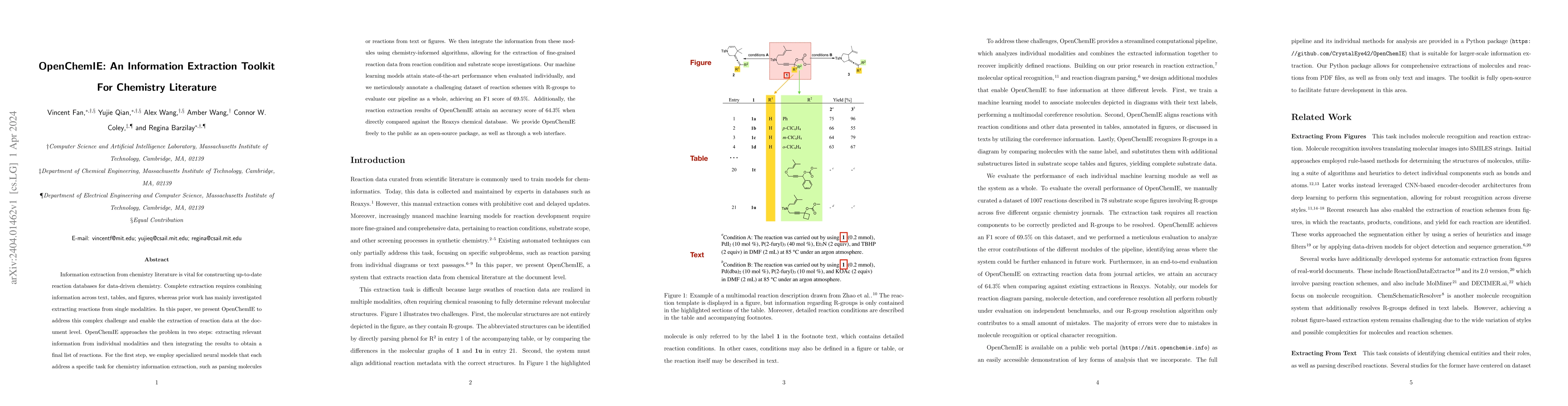 Thumbnail for OpenChemIE: An Information Extraction Toolkit For Chemistry Literature
