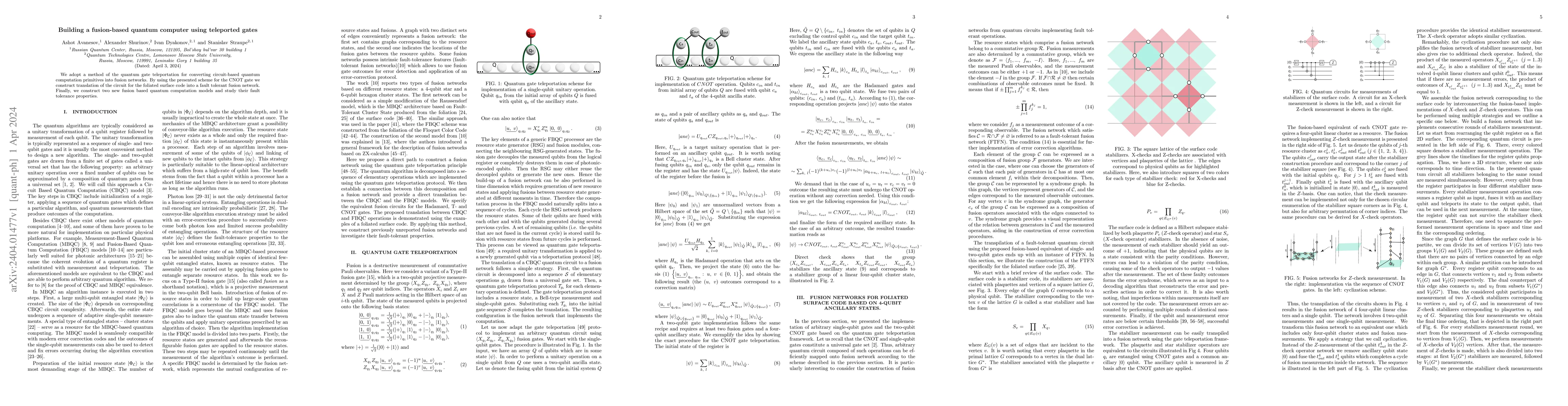 Thumbnail for Building a fusion-based quantum computer using teleported gates