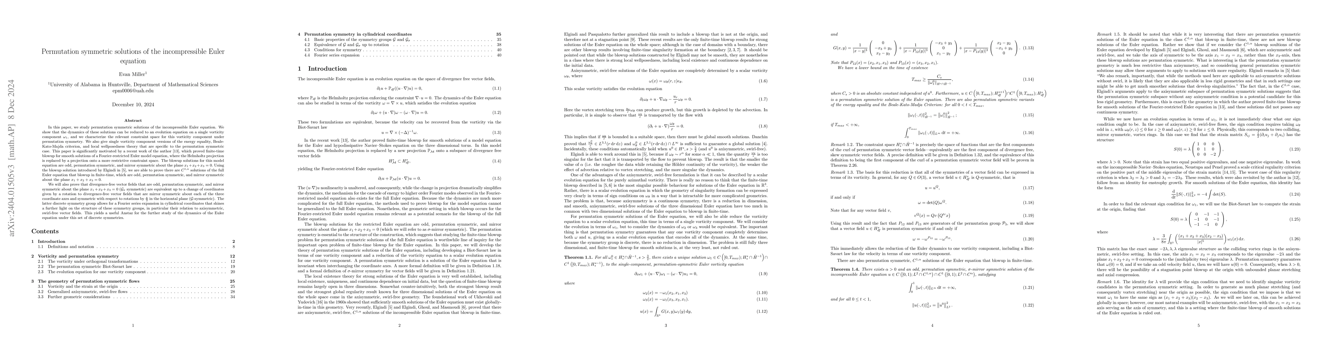 Thumbnail for Permutation symmetric solutions of the incompressible Euler equation