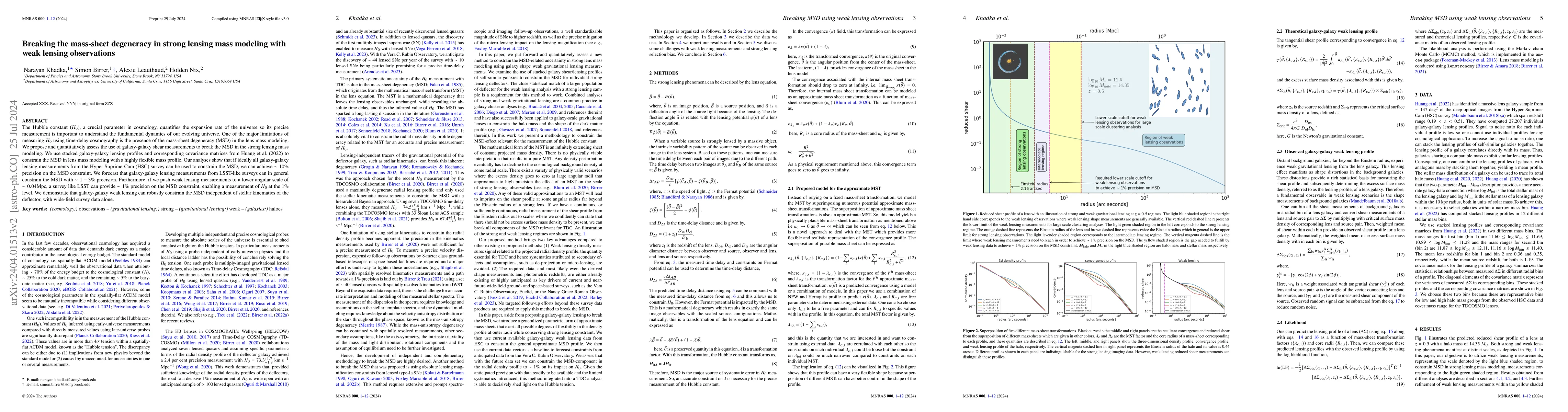 Thumbnail for Breaking the mass-sheet degeneracy in strong lensing mass modeling with
  weak lensing observations
