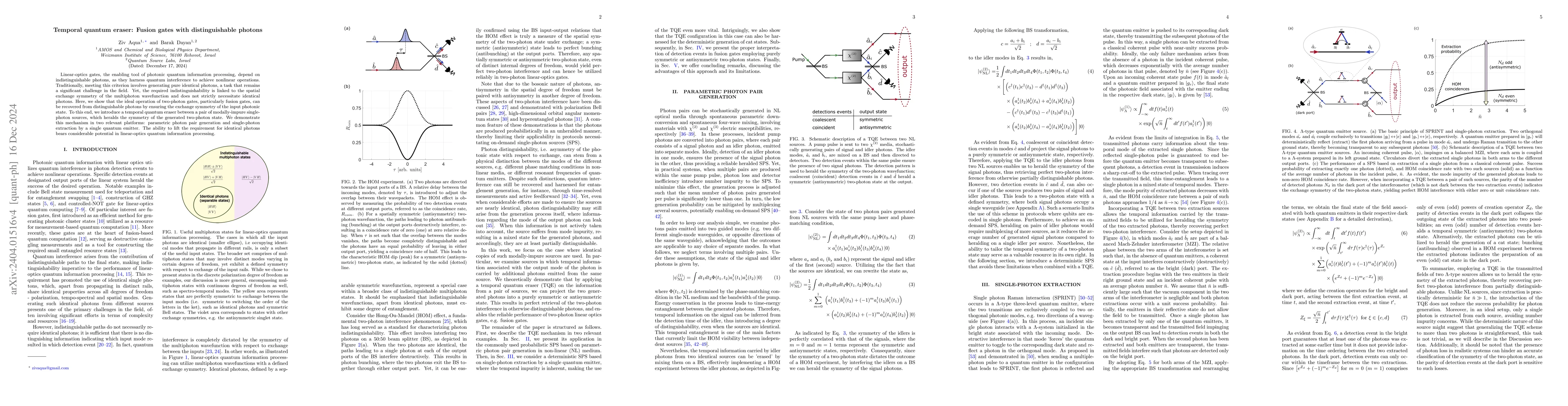 Thumbnail for Temporal quantum eraser: Fusion gates with distinguishable photons
