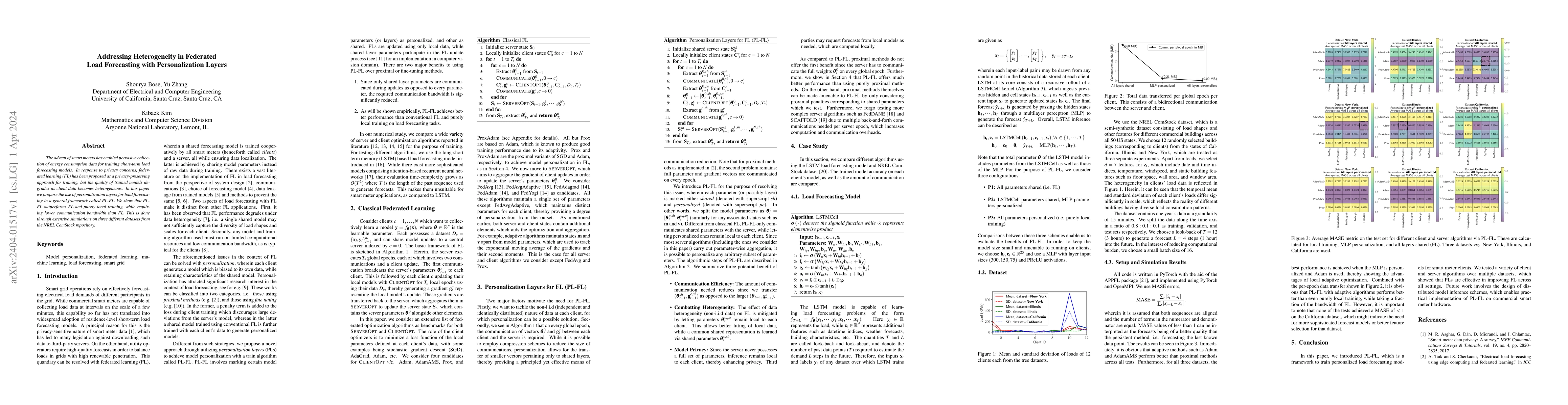 Thumbnail for Addressing Heterogeneity in Federated Load Forecasting with
  Personalization Layers