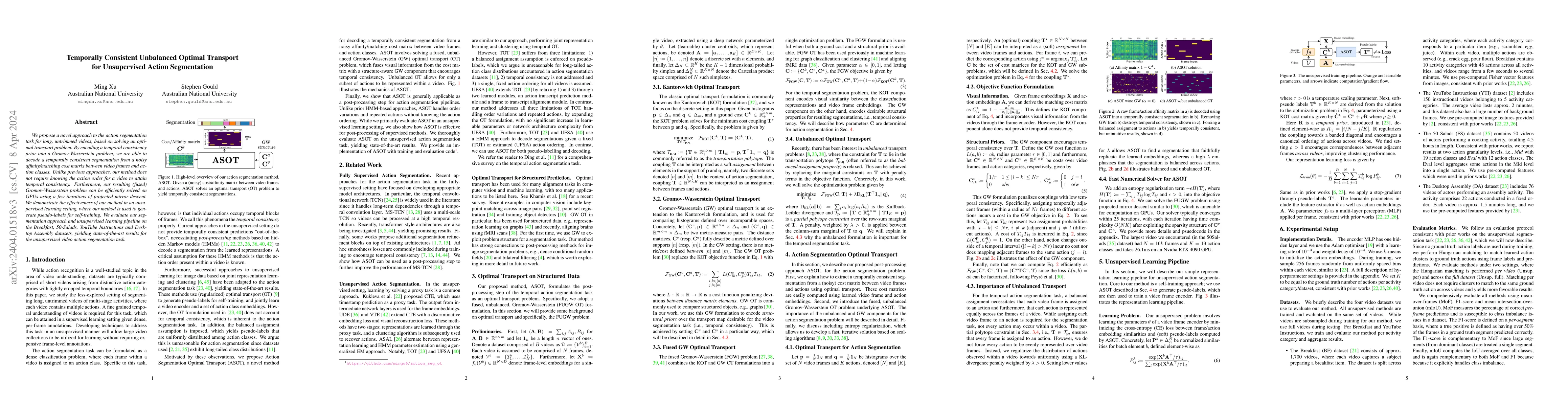 Thumbnail for Temporally Consistent Unbalanced Optimal Transport for Unsupervised
  Action Segmentation